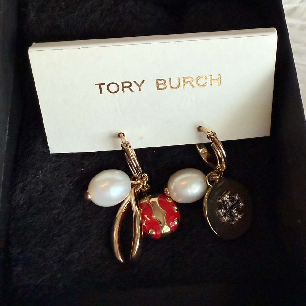 Tory Burch Pearl and Charm Earrings